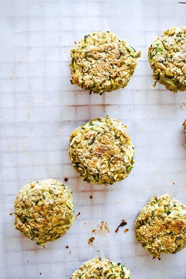 baked falafel with zucchini and mint