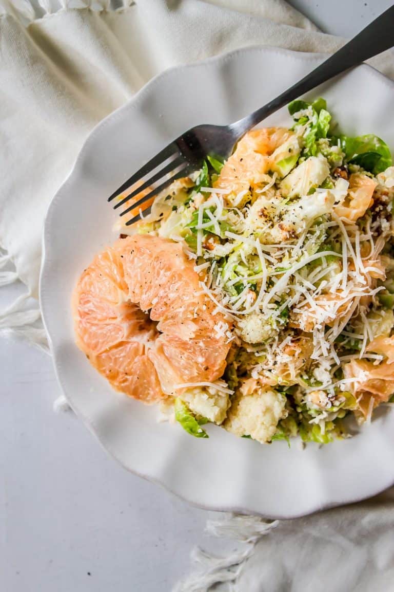 Brussels + Roasted Cauliflower Citrus Salad