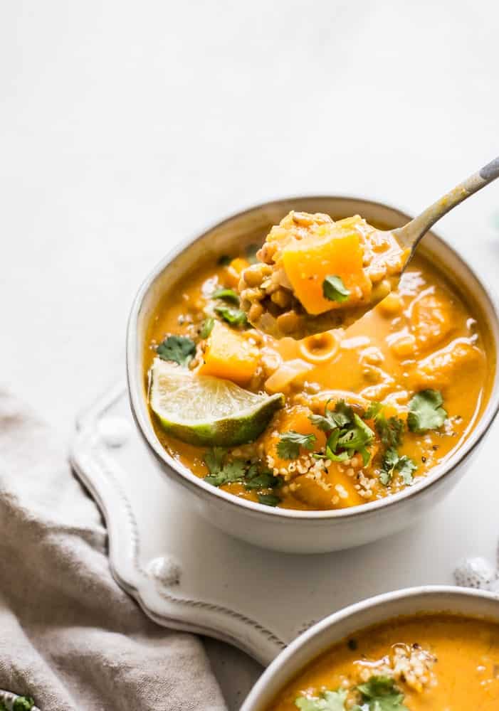 curried butternut squash and lentil soup