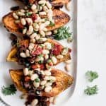 Mediterranean White Bean Stuffed Sweet Potatoes