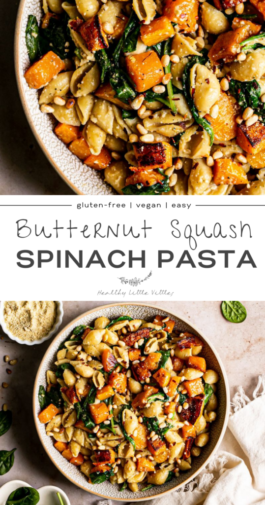 butternut squash spinach pasta pinterest graphic