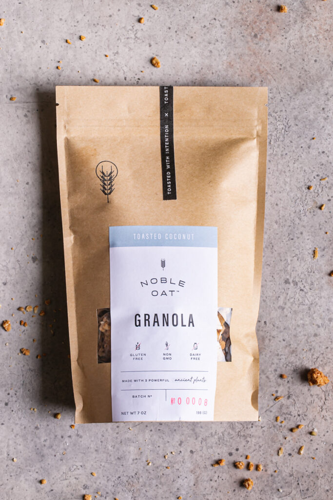 a bag of noble oat toasted coconut granola