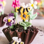 a close up of a Chocolate Avocado Pudding Dirt Cup