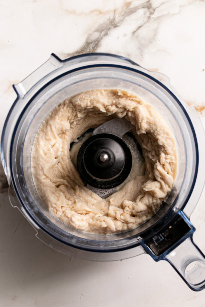 dairy-free ice cream blended in a food processor.