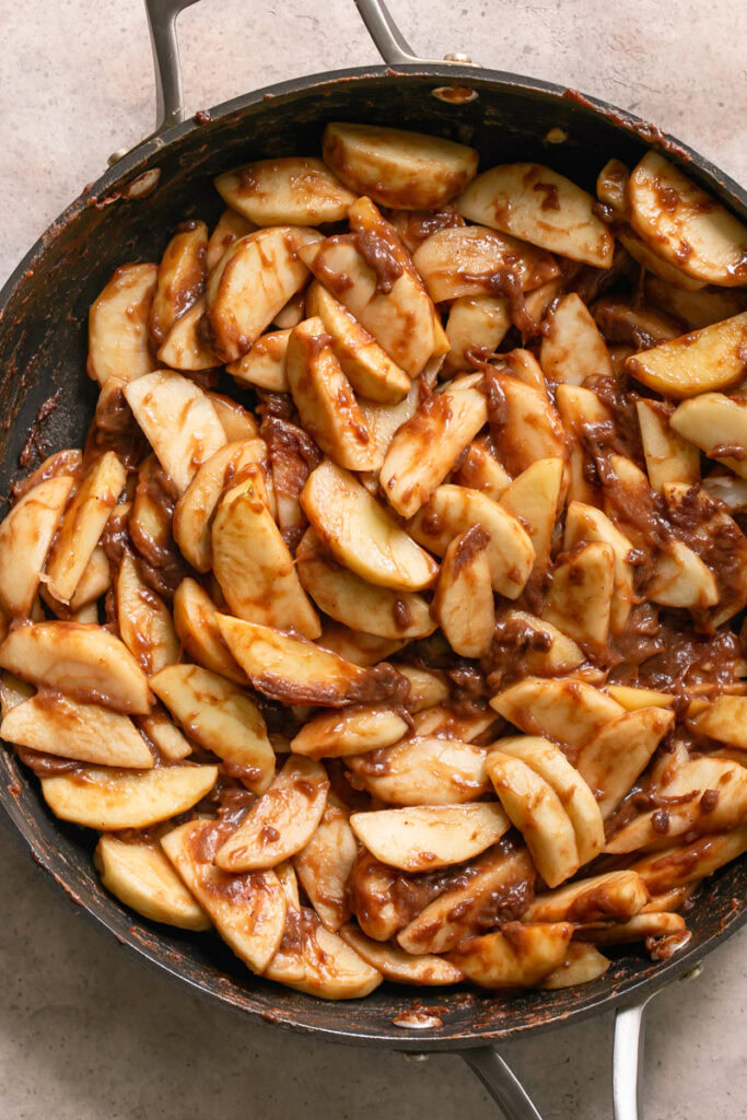 apple pie filling in a skillet