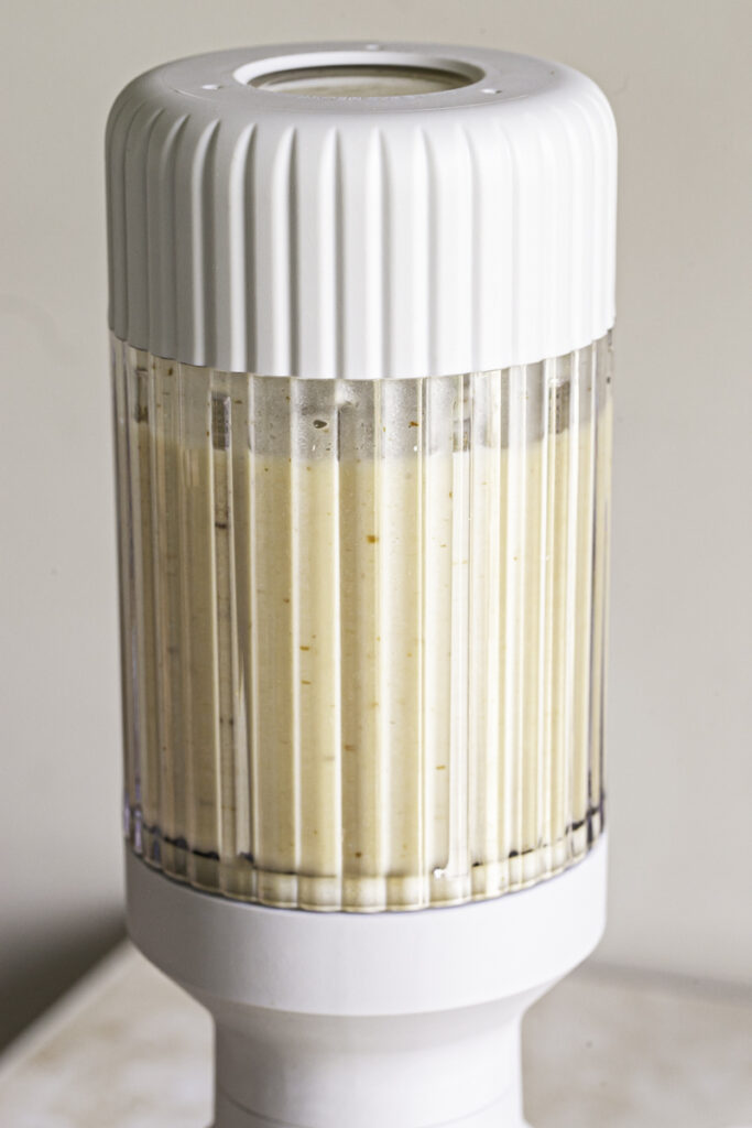 blended banana milk in a blender.