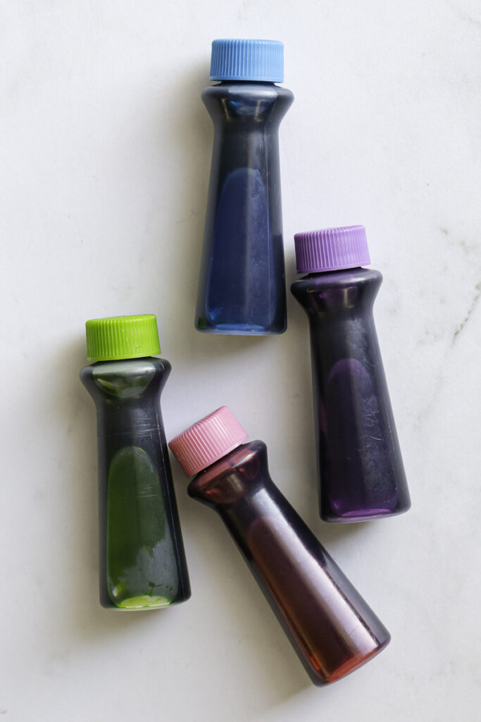 4 bottles of store-bought food coloring.