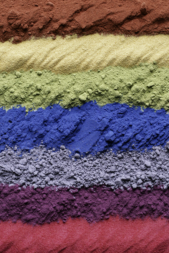 finely ground up food coloring powders in rainbow colors.