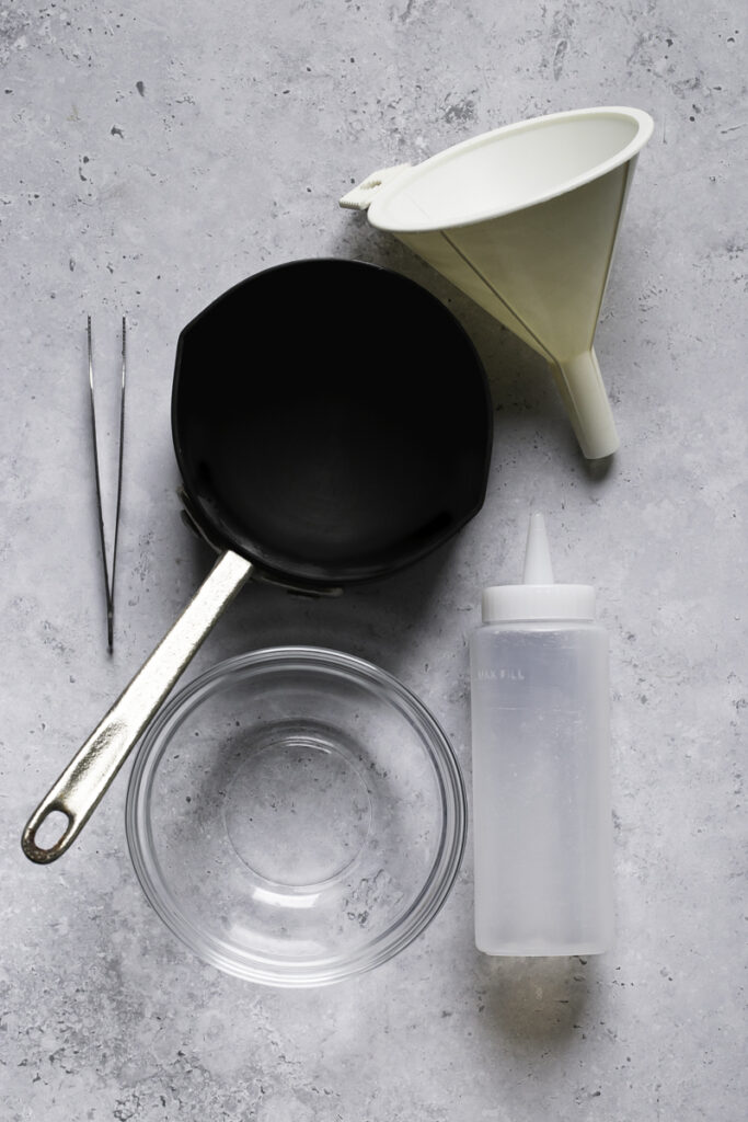 tools needed to make chocolate candy googly eyes.