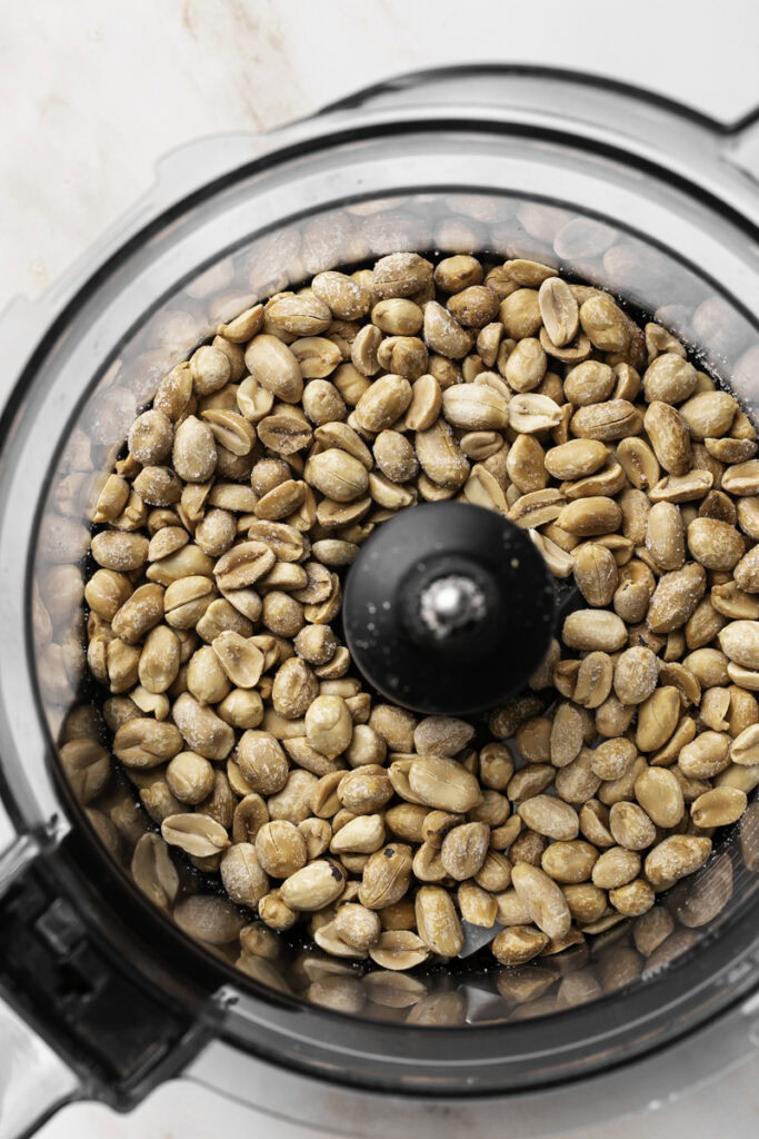 roasted peanuts in a food processor.