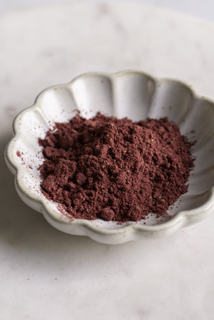 blackberry powder on a small plate.
