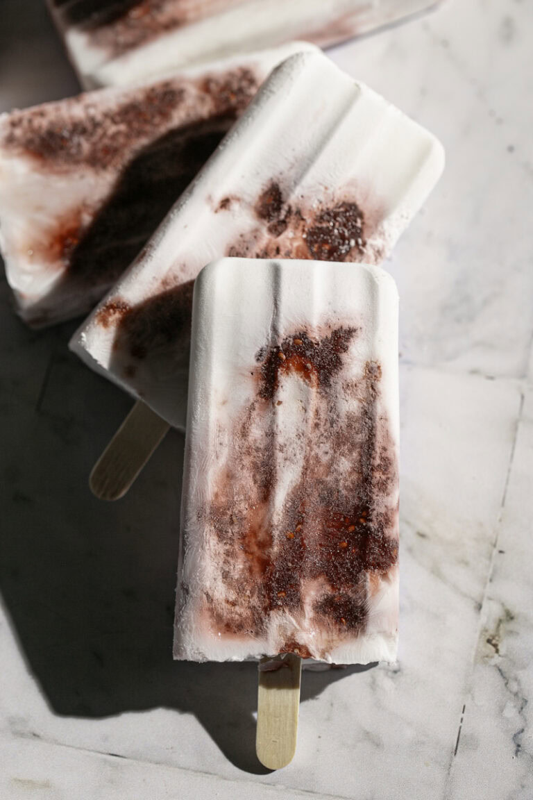 Strawberry Beet Chia Seed Jam Coconut Milk Popsicles.