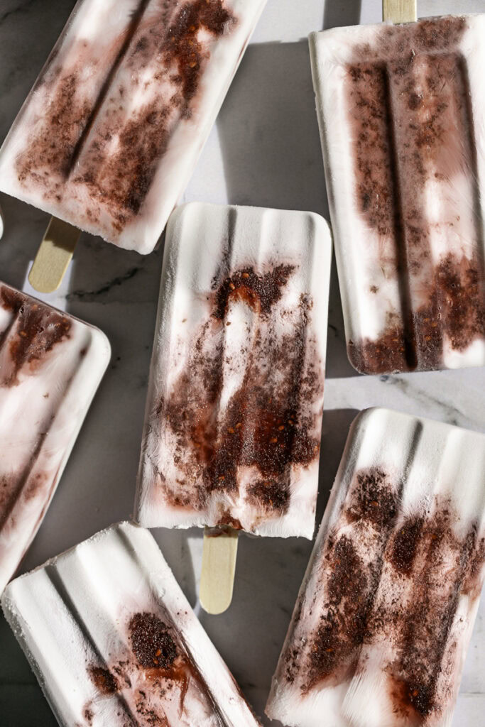 Strawberry Beet Chia Seed Jam Coconut Milk Popsicles.