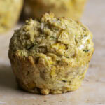a single zucchini cornbread muffin.