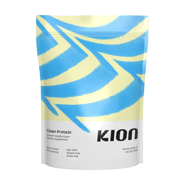 High-protein vanilla flavored supplement powder, clean and gluten-free, non-GMO, suitable for keto diets.