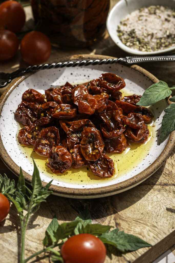 sun-dried cherry tomatoes on a plate.