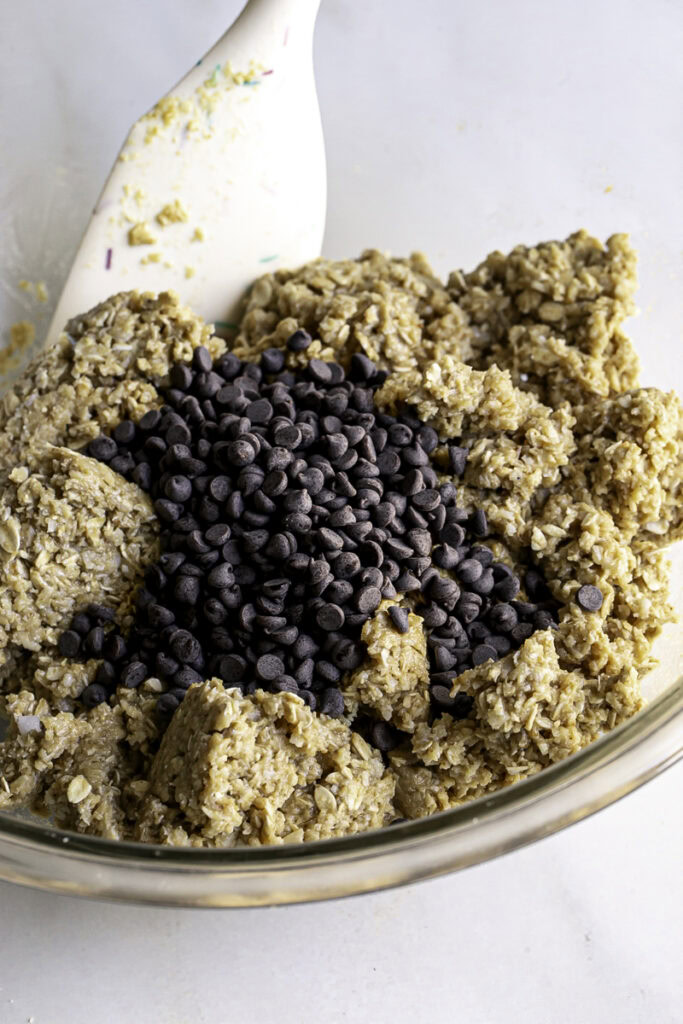 chocolate chips added to the cookie dough.