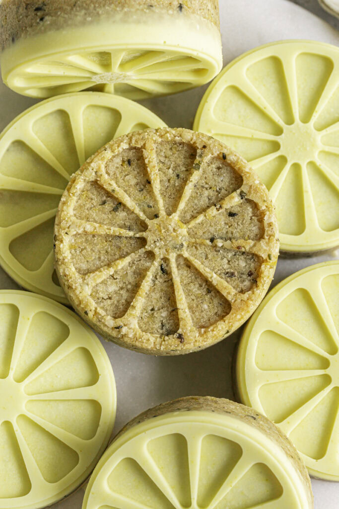 Lemon White Chocolate Hemp Quinoa Cookies, the top cookie with no white chocolate top to reveal the cookie texture.