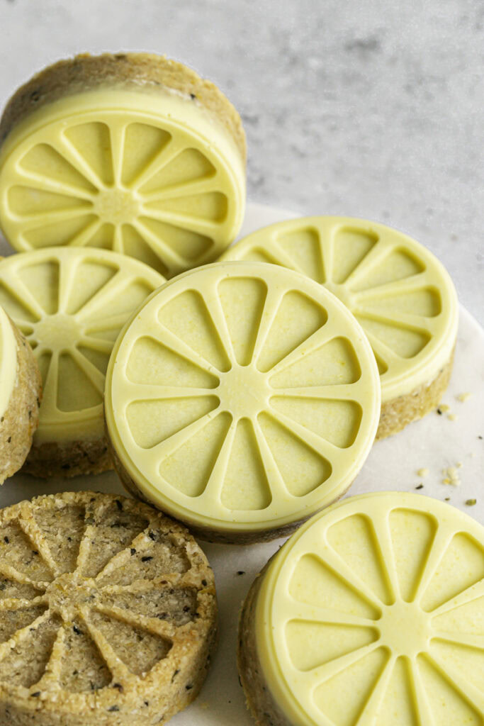 close up of Lemon White Chocolate Hemp Quinoa Cookies.