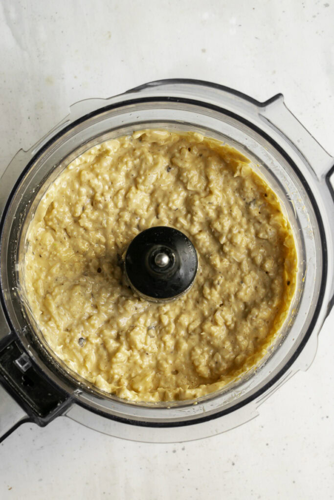 cauliflower buffalo dip in the food processor.