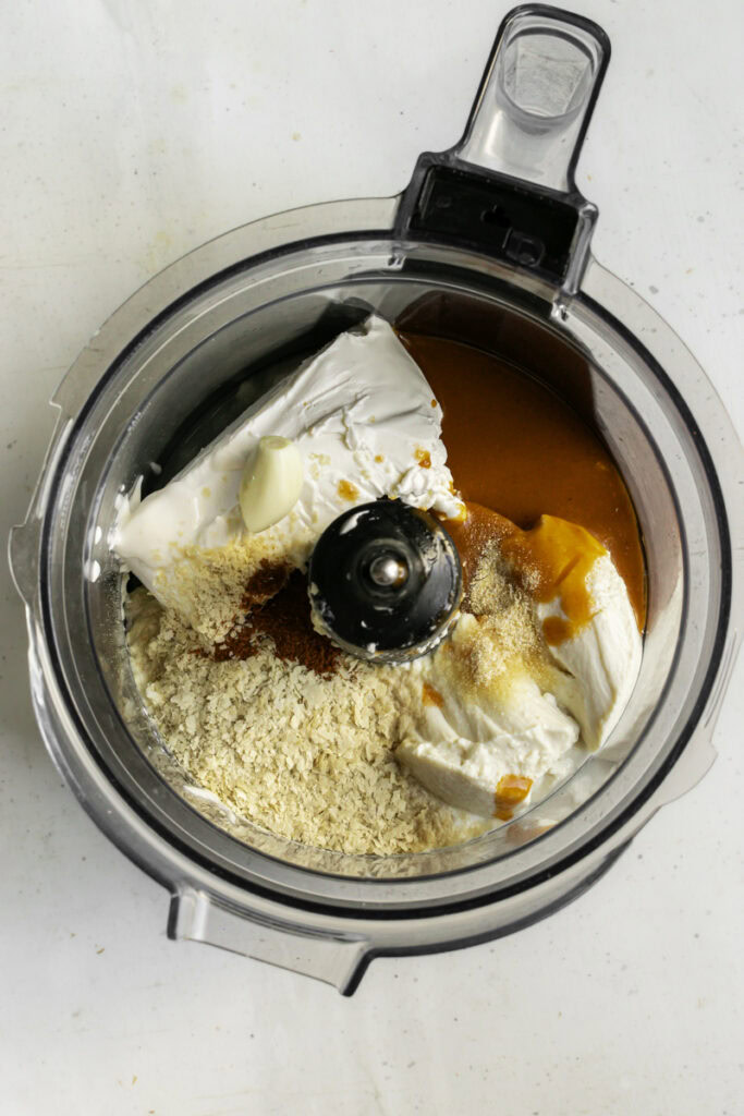 buffalo sauce ingredients in a food processor.
